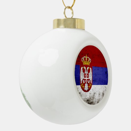 Black Grunge Servië Flag Keramische Bal Ornament (Links)