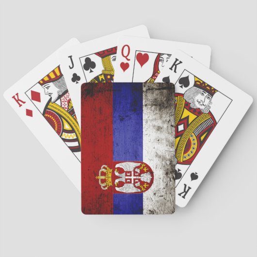 Black Grunge Servië Flag Pokerkaarten (Achterkant)