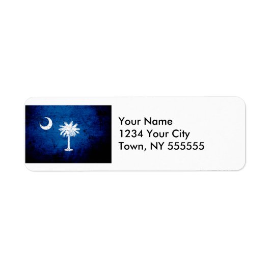 Black Grunge South Carolina State Flag Etiket (Voorkant)