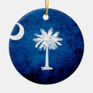 Black Grunge South Carolina State Flag Keramisch Ornament