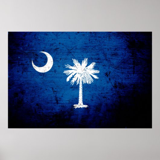 Black Grunge South Carolina State Flag Poster (Voorkant)