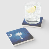 Black Grunge South Carolina State Flag Stenen Onderzetter (Zijkant)