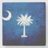 Black Grunge South Carolina State Flag Stenen Onderzetter (Voorkant)