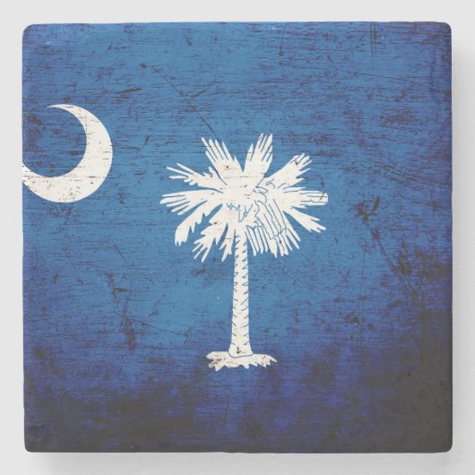 Black Grunge South Carolina State Flag Stenen Onderzetter (Voorkant)