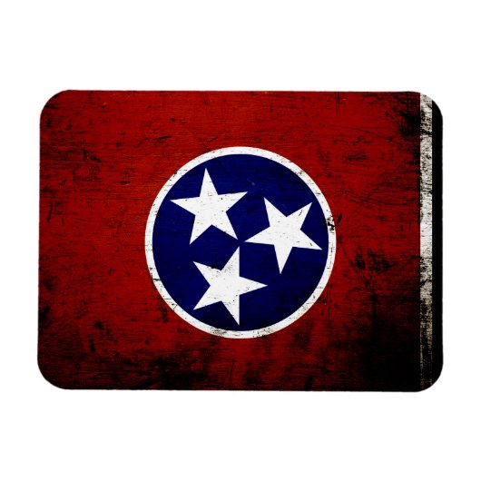 Black Grunge Tennessee State Flag Magneet (Horizontaal)