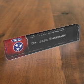 Black Grunge Tennessee State Flag Naambordje (Zijkant)