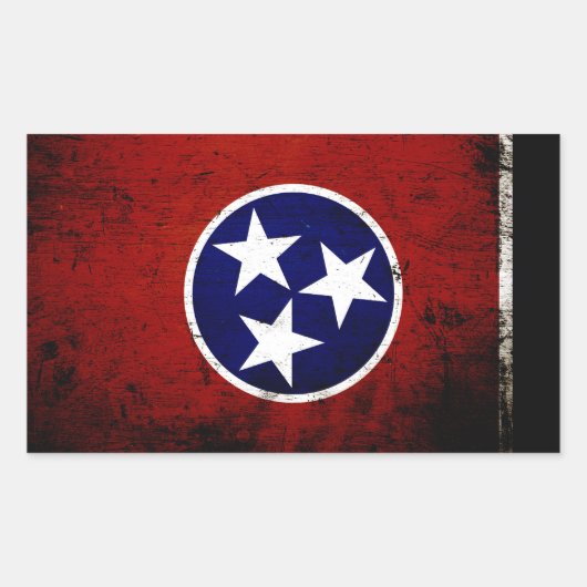 Black Grunge Tennessee State Flag Rechthoekige Sticker (Voorkant)