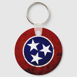 Black Grunge Tennessee State Flag Sleutelhanger