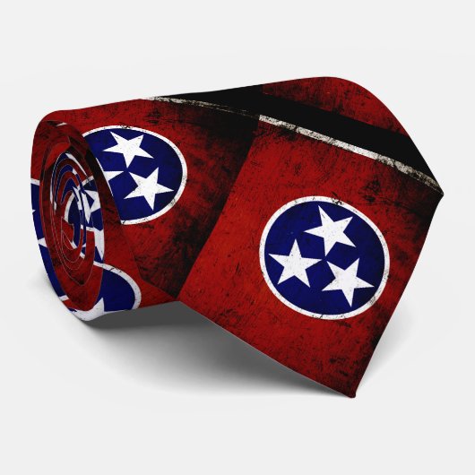 Black Grunge Tennessee State Flag Stropdas (Opgerold)