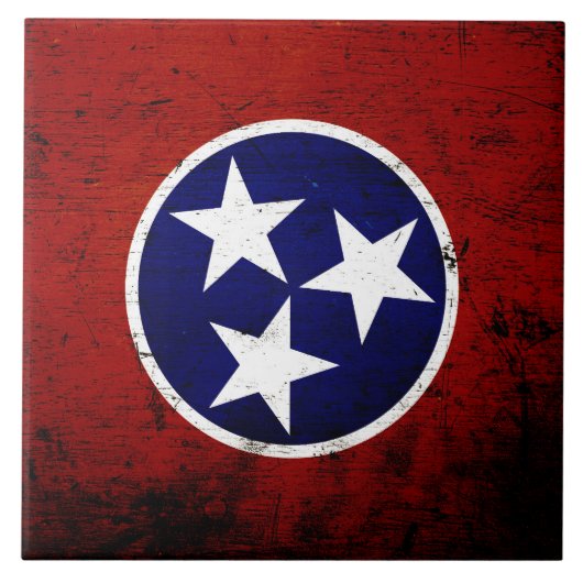 Black Grunge Tennessee State Flag Tegeltje (Voorkant)