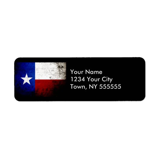 Black Grunge Texas State Flag Etiket (Voorkant)
