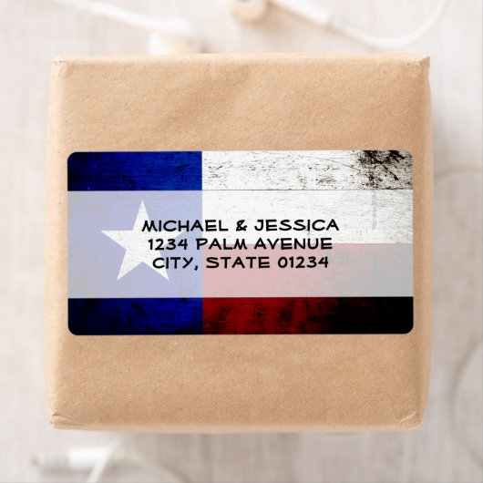 Black Grunge Texas State Flag Etiket (Insitu)