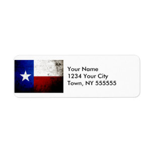 Black Grunge Texas State Flag Etiket
