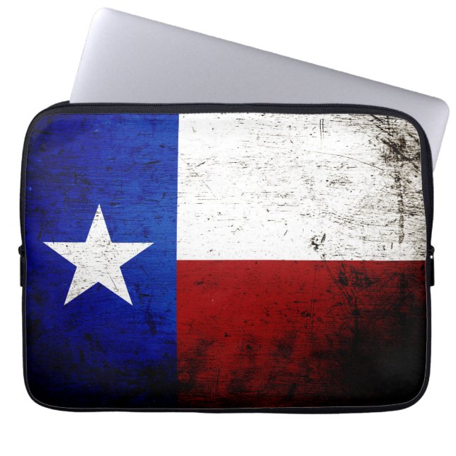 Black Grunge Texas State Flag Laptop Sleeve (Voorkant)