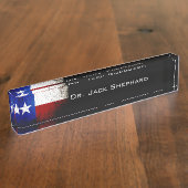 Black Grunge Texas State Flag Naambordje (Zijkant)