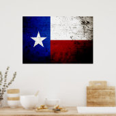Black Grunge Texas State Flag Poster (Keuken)