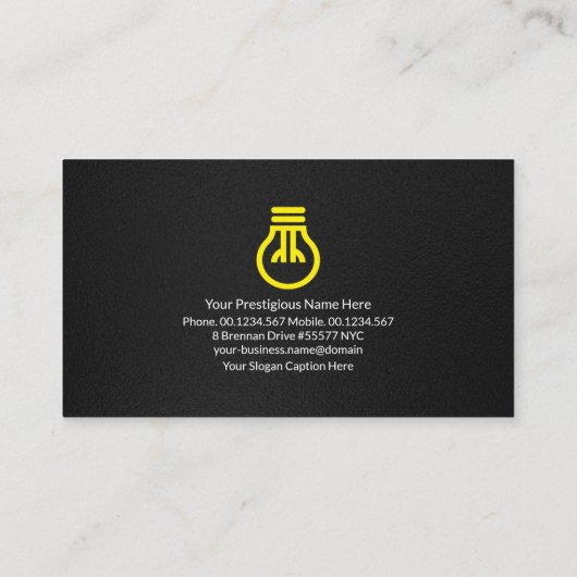 Black Grunge Texture Faux Silver Bulbs Electrical Visitekaartje (Achterkant)