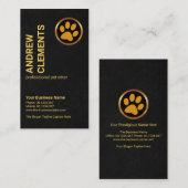 Black Grunge Texture Gold Paw Pet Sitter Visitekaartje (Voorkant / Achterkant)
