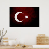 Black Grunge Turkey Flag Poster (Keuken)