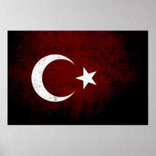 Black Grunge Turkey Flag Poster