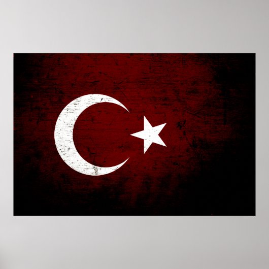 Black Grunge Turkey Flag Poster (Voorkant)