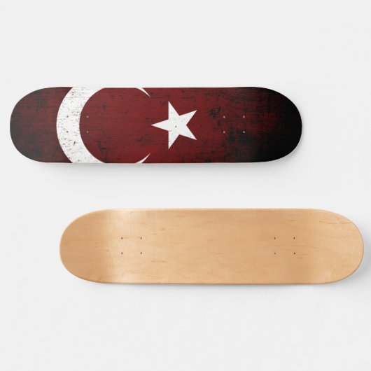 Black Grunge Turkey Flag Skateboard (Horizontaal)