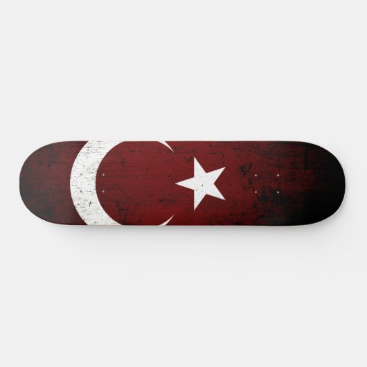 Black Grunge Turkey Flag Skateboard (Horizontaal)
