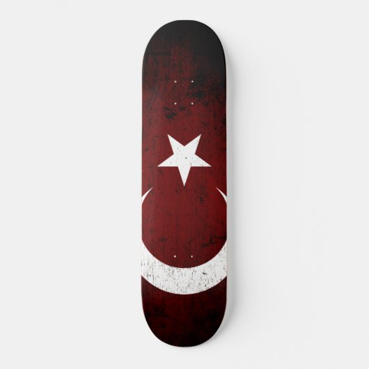 Black Grunge Turkey Flag Skateboard (Voorkant)