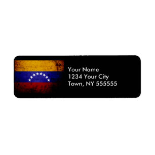 Black Grunge Venezuela Flag Etiket