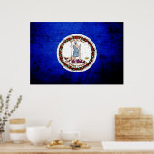 Black Grunge Virginia State Flag Poster (Keuken)