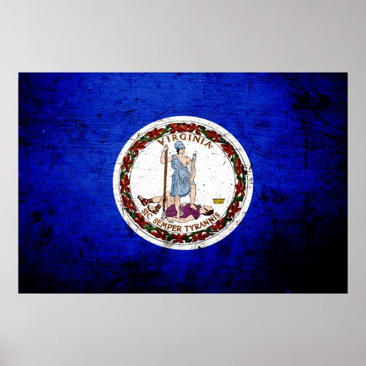 Black Grunge Virginia State Flag Poster (Voorkant)