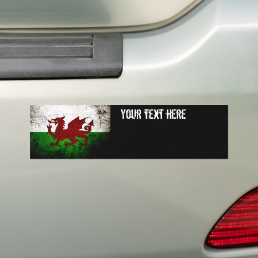 Black Grunge Wales Flag Bumpersticker (Op auto)