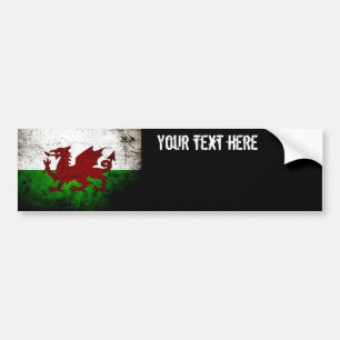 Black Grunge Wales Flag Bumpersticker