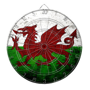 Black Grunge Wales Flag Dartbord