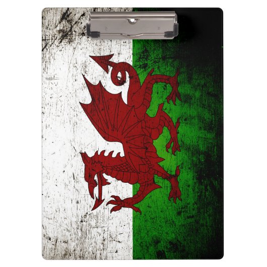 Black Grunge Wales Flag Klembord (Voorkant)