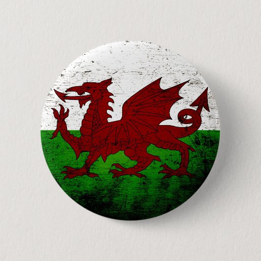 Black Grunge Wales Flag Ronde Button 5,7 Cm (Voorkant)