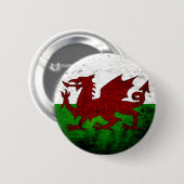 Black Grunge Wales Flag Ronde Button 5,7 Cm (Voorkant /achterkant)