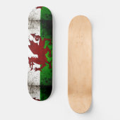 Black Grunge Wales Flag Skateboard (Voorkant)