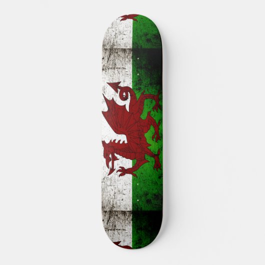 Black Grunge Wales Flag Skateboard (Voorkant)