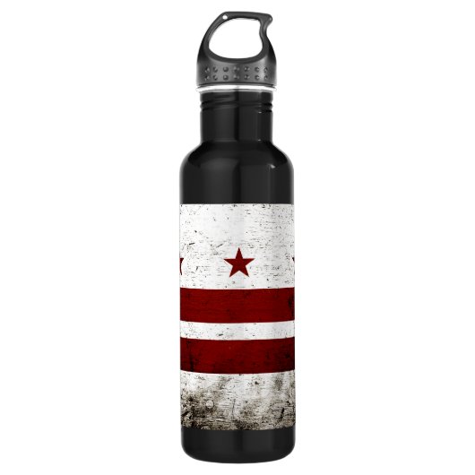 Black Grunge Washington DC Flag Waterfles (Voorkant)