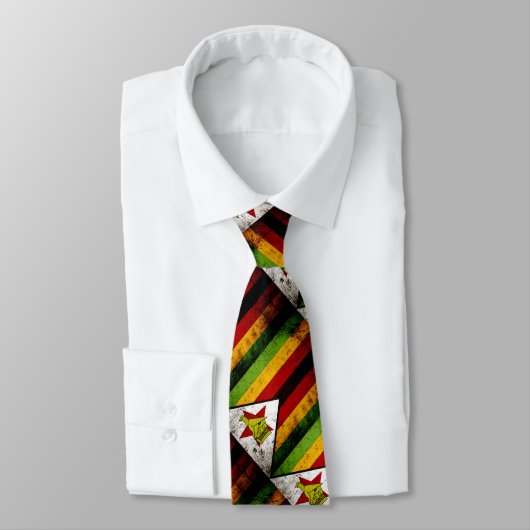 Black Grunge Zimbabwe vlag Stropdas (Gebonden)