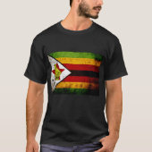 Black Grunge Zimbabwe vlag T-shirt (Voorkant)