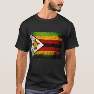 Black Grunge Zimbabwe vlag T-shirt
