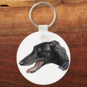 "Black Gryhound" Dog Art Sleutelhanger (Voorkant)