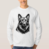 Black GSD Portrait Long Sleeve T-Shirt (Voorkant)
