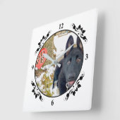 Black GSD Puppy & Love Heart Square Wall Clock Vierkante Klok (Hoek)