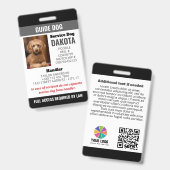 Black Guide Dog Logo QR Code Foto-ID Badge (Voor- en achterkant)