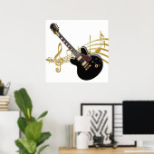 Black Guitar Music Poster (Thuiskantoor)