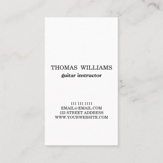 Black Guitar Music Visitekaartje (Achterkant)
