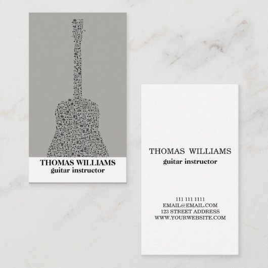 Black Guitar Music Visitekaartje (Voorkant / Achterkant)